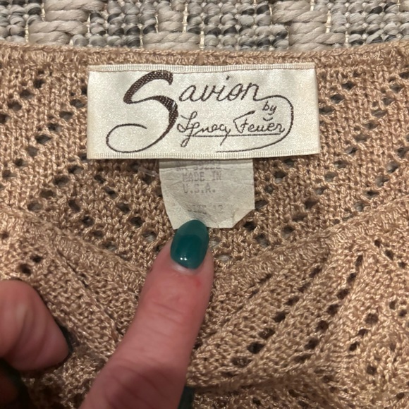 Savion by Lynne Feuer Vintage Open-Knit Sweater – Made in USA - Picture 4 of 5